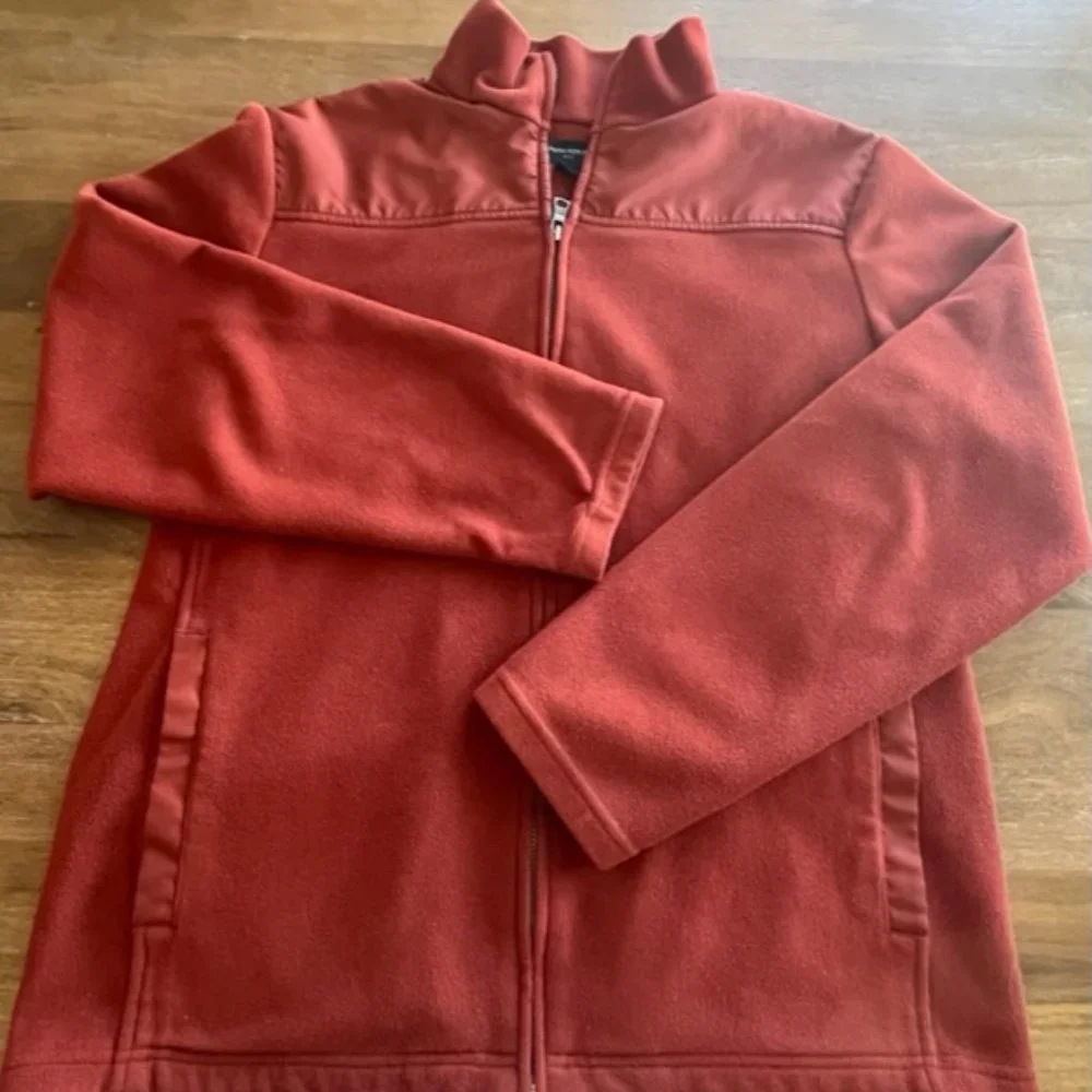 Banana Republic Fleece Jacket Mens Size L Large Full Zip Up Color Rust Maroon